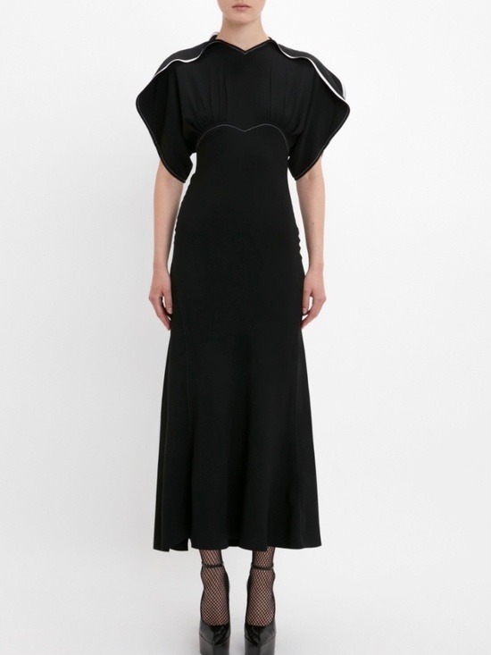 Victoria Beckham Dresses & Skirts - VICTORIA BECKHAM Drape Sleeve Crepe Midi/ Maxi Dress Black SZ US 8/ UK 12